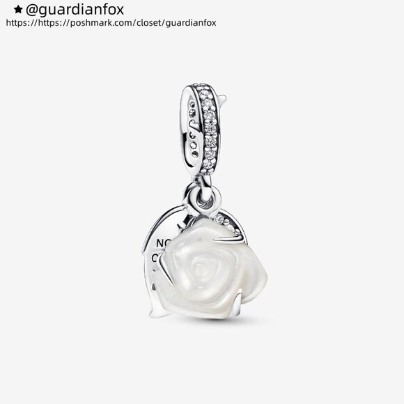 Pandora Jewelry - Pandora White Rose in Bloom Double Dangle Charm